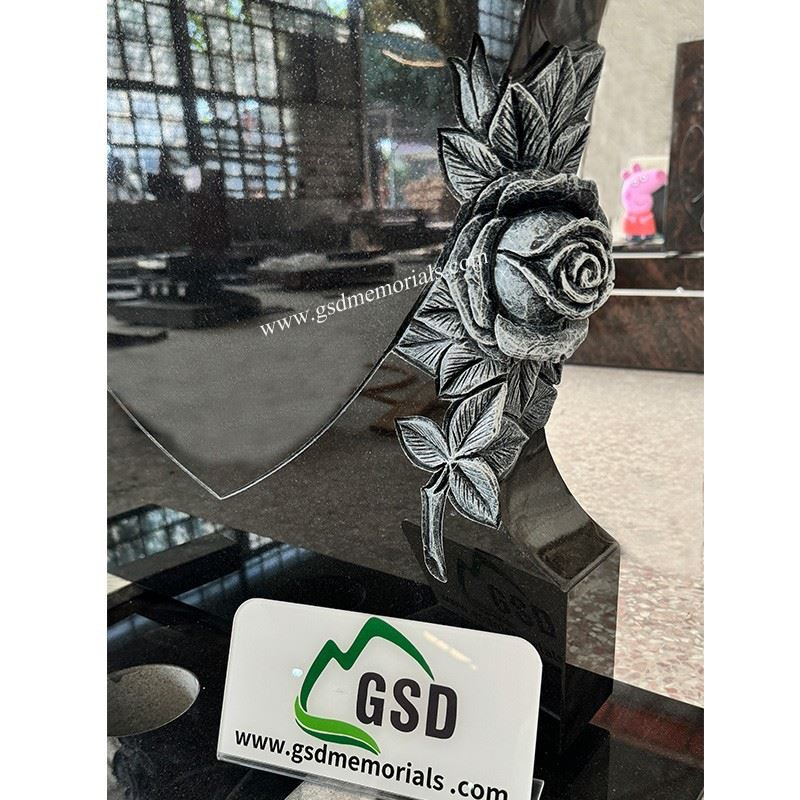 Granite Heart Headstone and Roses